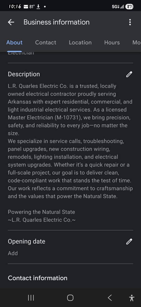 Electrical work